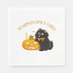 Kürbisgewürze, Halloween, Schwarze Katze, Kürbis Serviette