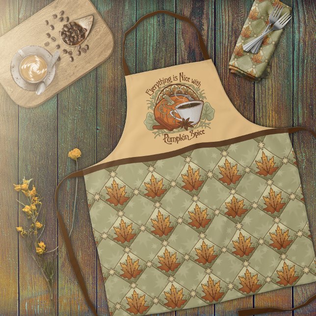 Kürbisgewürze, Herbstleaves und Sternmuster Schürze (Pumpkin Spice, Autumn Leaves, and Stars Pattern Apron - Orange)