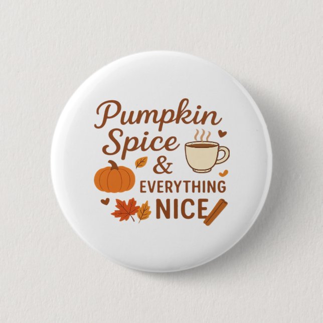 Kürbisgewürze und alles Gute Herbstdesign Button (Vorderseite)