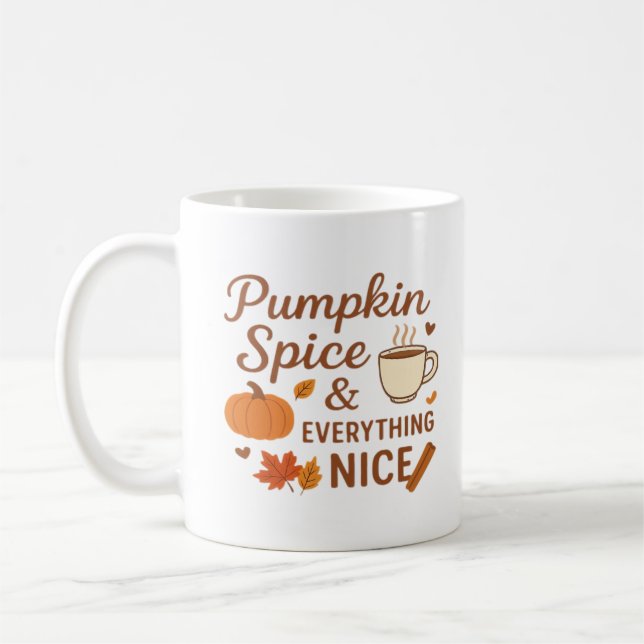 Kürbisgewürze und alles Gute Herbstdesign Kaffeetasse (Links)