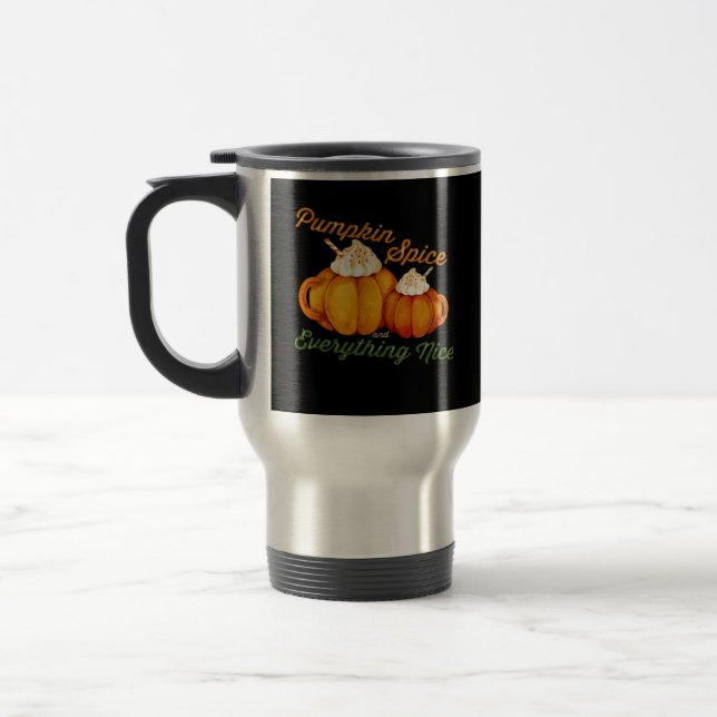 Kürbisgewürze und alles Gute Herbstdesign Reisebecher (Links)