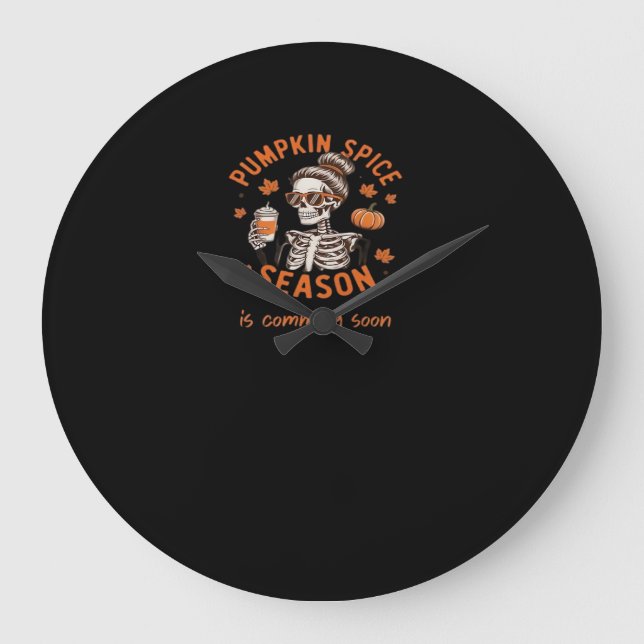 Kürbisgewürzsaison kommt bald Halloween Fal Große Wanduhr (Vorderseite)