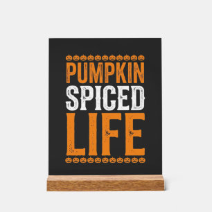 Kürbisgewürztes Leben Halloween-Typografie-Design_ Acrylschild