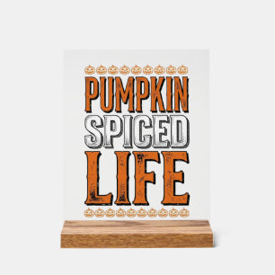 Kürbisgewürztes Leben Vintage-Halloween-Typografie Acrylschild