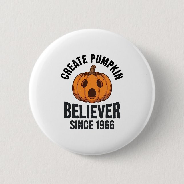 Kürbisgläubiger seit 1966 Vintage-Halloween-Design Button (Vorderseite)
