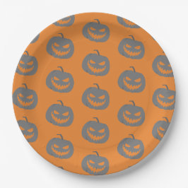 Kürbisgrau-Orange-Halloween-Party Pappteller