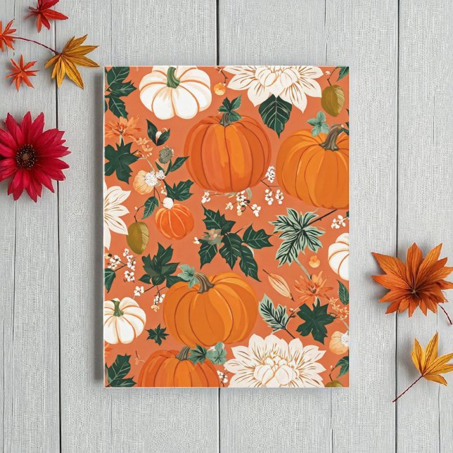 KürbisHalloween, botanischer Orangengrössenfall Postkarte (Von Creator hochgeladen)