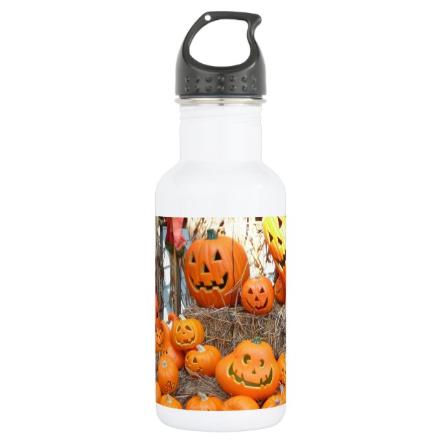 Kürbishalloween Kürbislaterne-Orangenkürbis Edelstahlflasche (Vorderseite)