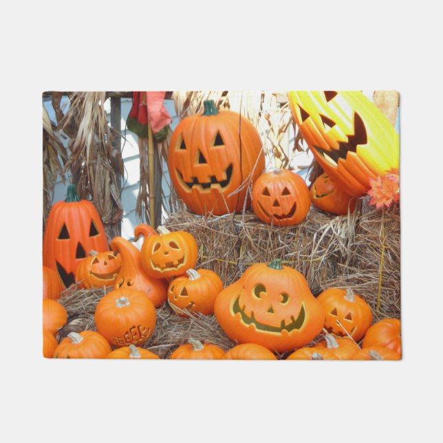 Kürbishalloween Kürbislaterne-Orangenkürbis Fußmatte (Vorderseite)