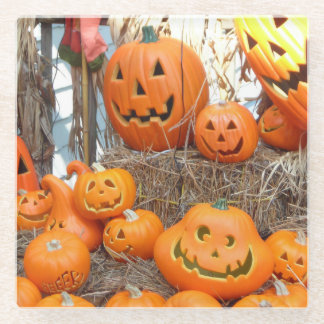 Kürbishalloween Kürbislaterne-Orangenkürbis Glasuntersetzer