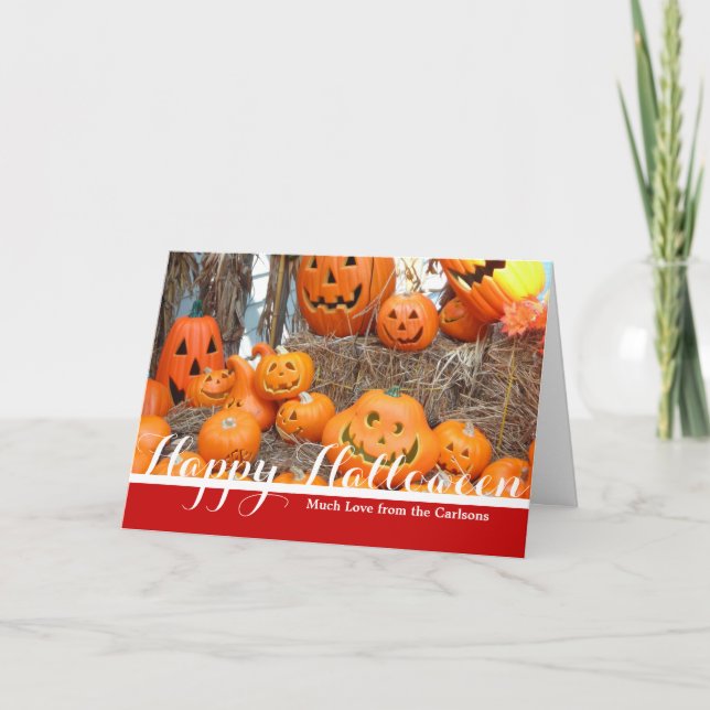 Kürbishalloween Kürbislaterne-Orangenkürbis Karte (Vorderseite)