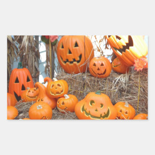 Kürbishalloween Kürbislaterne-Orangenkürbis Rechteckiger Aufkleber