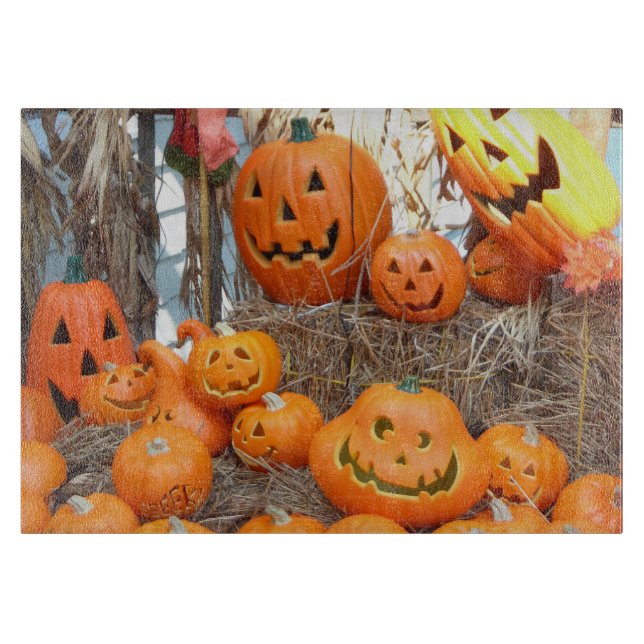 Kürbishalloween Kürbislaterne-Orangenkürbis Schneidebrett (Vorderseite)