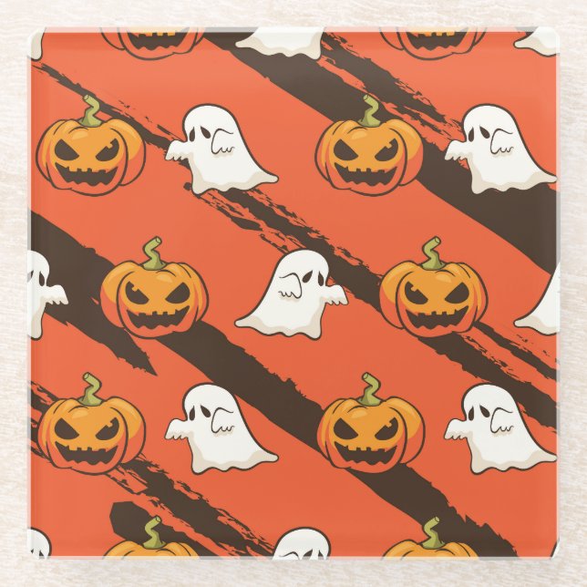 KürbisHalloween-Thema, nahtloses Muster. Glasuntersetzer (Vorderseite)