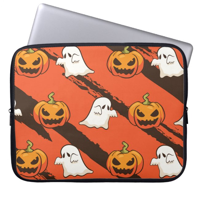KürbisHalloween-Thema, nahtloses Muster. Laptopschutzhülle (Vorderseite)