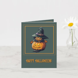 Kürbishexe im Katzenkostüm -  Karte