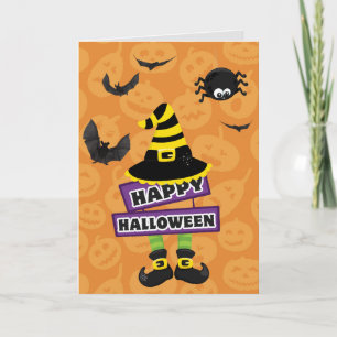 Kürbishexenschild Halloween Karte