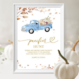Kürbisjunge Herbst-Schnuller-Jagd-Spiel-Schild Poster