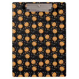 Kürbiskandy Pail Trick oder Behandeln Muster Orang Klemmbrett