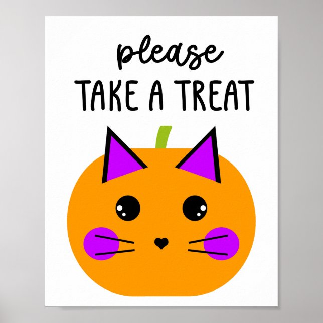 Kürbiskatzenkatze Bitte nimm eine Leckerei Poster (Vorne)