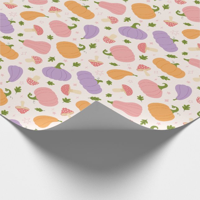 Kürbiskins und Mushroom-Muster Geschenkpapier (Ecke)