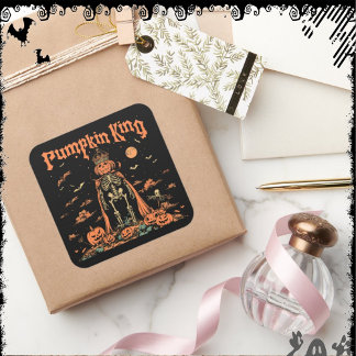Kürbiskönig | ExDesigner | Halloween Quadratischer Aufkleber