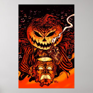 Kürbiskönig Lord O' Lanterns Halloween-Horror-Pos Poster