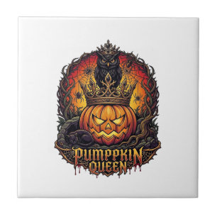 Kürbiskönigin Halloween Eule Spinne Schwarze Katze Fliese