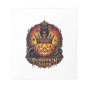 Kürbiskönigin Halloween Eule Spinne Schwarze Katze Notizblock