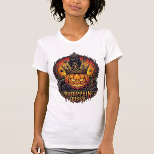 Kürbiskönigin Halloween Eule Spinne Schwarze Katze T-Shirt