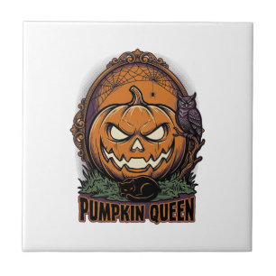 Kürbiskönigin-Shirt Vintage Halloween Jack O Lante Fliese