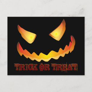 Kürbiskopf 2 für Halloween Einladungspostkarte