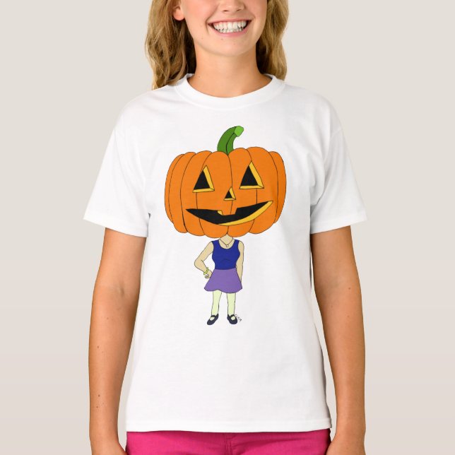 Kürbiskopf-Chibi-Mädchen T-Shirt (Vorderseite)