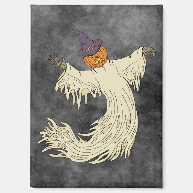 Kürbiskopf-Geist Halloween-Kunst Magnet (Vorderseite)