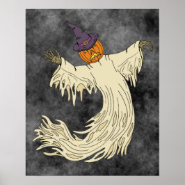 Kürbiskopf-Geist Halloween-Kunst Poster