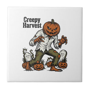Kürbiskopf-Monster Vintage-Halloween-Shirt Fliese