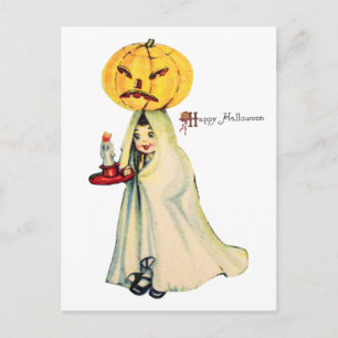 Kürbiskopf (Vintage-Halloween-Karte) Postkarte