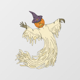 Kürbisköpfiger Geist Halloween-Kunst Fensteraufkleber