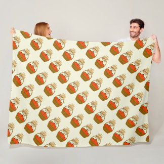 🍂 Kürbiskorb und Herbstweizen Fleecedecke