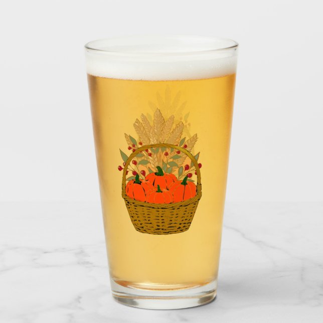 🎃 Kürbiskorb und Herbstweizen Glas (Vorne (Gefüllt))
