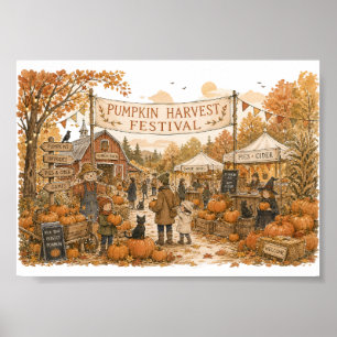 Kürbiskose-Festszene-Illustration Poster
