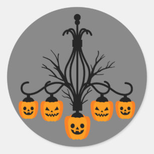 Kürbiskronleuchter Halloween gothic Runder Aufkleber