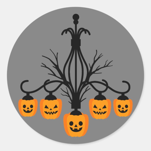 Kürbiskronleuchter Halloween gothic Runder Aufkleber (Vorderseite)