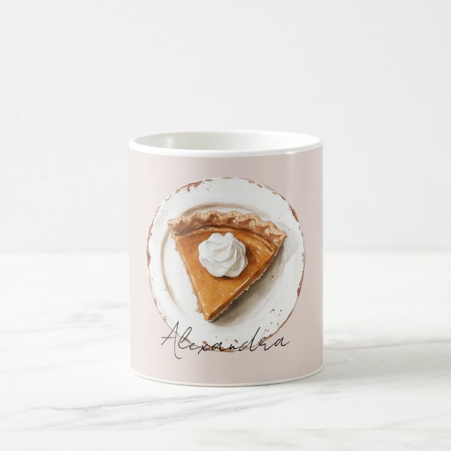 Kürbiskuchen auf einem Teller Kaffeetasse (Mittel)
