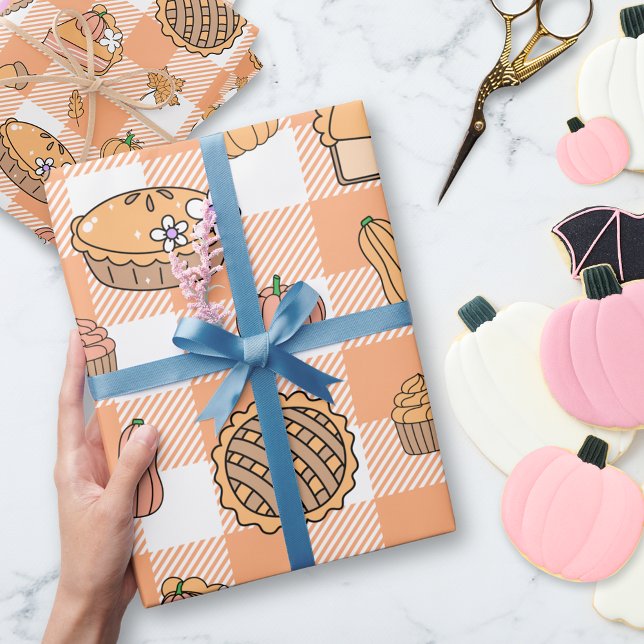 Kürbiskuchen-Gingham-Geschenkpapier Geschenkpapier (Von Creator hochgeladen)
