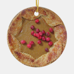 Kürbiskuchen mit Cranberries Weihnachten Keramik Ornament