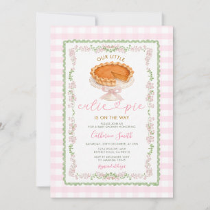 Kürbiskuchen-Rosa-Gingham-BABY-Shower Einladung