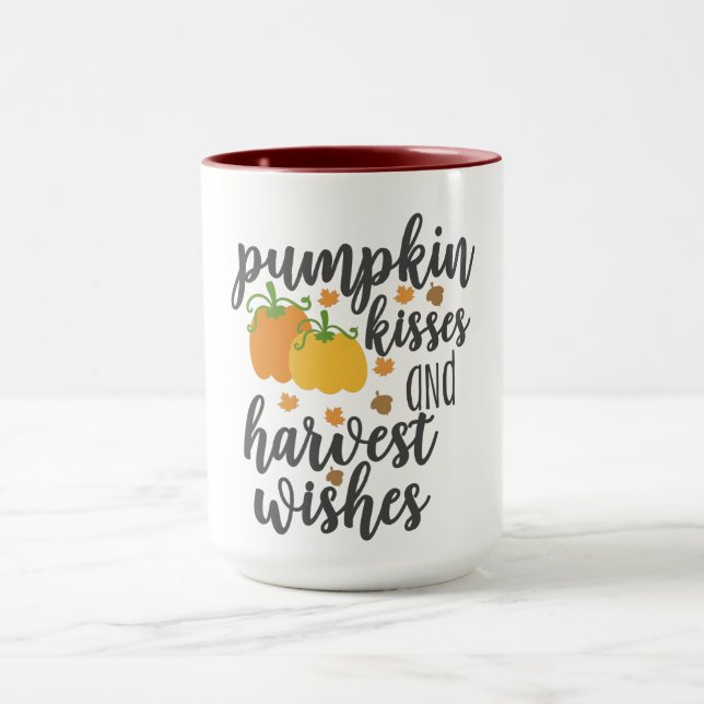 Kürbisküsse Ernte wünscht Kaffeezubereitung Tasse (Zentrum)