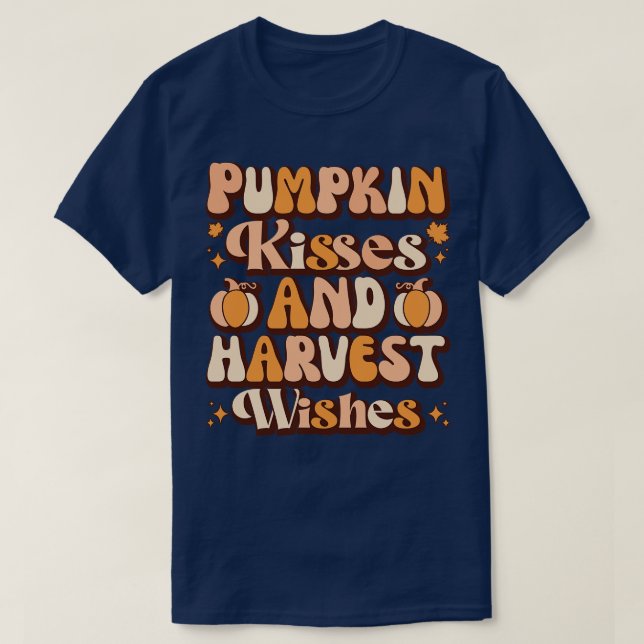 Kürbisküsse und Erntewünsche T-Shirt (Design vorne)