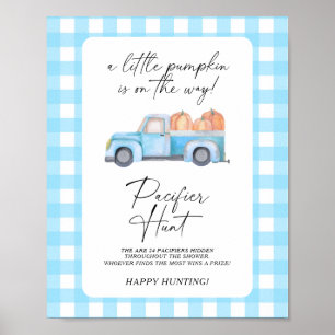 Kürbislastwagen Schnuller Jagd Baby Shower Spiel Poster